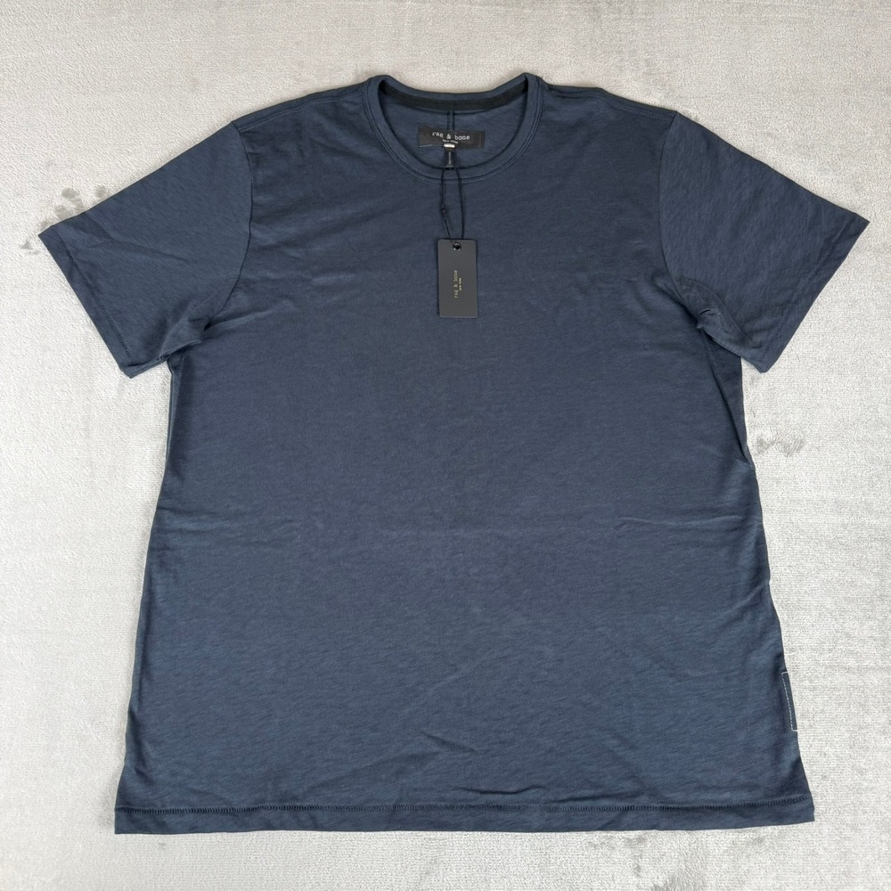 Rag & Bone Classic Lightweight Slub Jersey Tee T-Shirt Mens Large Navy $98 NWT